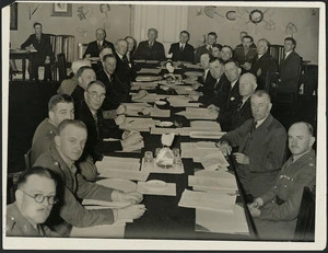 New Zealand representatives at a conference in Wellington to discuss military recruitment during World War 2