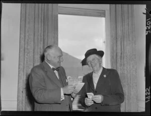 The Mayor of Wellington (Mr Macalister) with Dame Elizabeth Gilmer