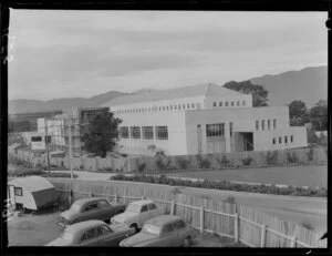 Lower Hutt City War Memorial Library, showing a wing under construction