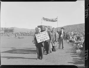 Supporters of the Wellington rugby team parade around Athletic Park, during the Ranfurly Shield match between Wellington and Canterbury