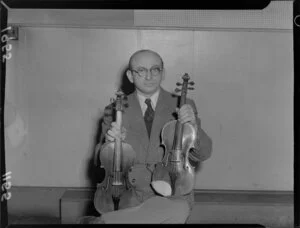 Violinist, Max Rostal with two violins, each worth £7,500