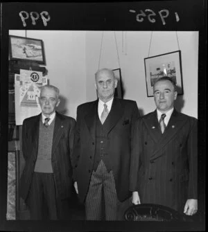 William Stanley Goosman (centre), member of the National Party Cabinet, with W Scaife and W Ward