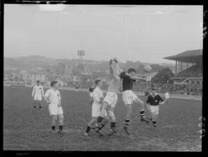 Soccer final of Chatham Cup, Eastern suburbs Auckland versus Western suburbs Canterbury, Basin Reserve, Wellington