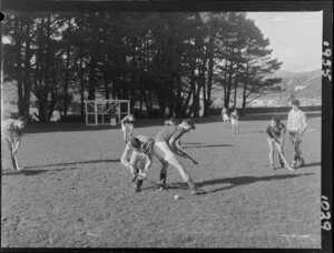 Technical Old Boys versus University, hockey match at Karori Park, Wellington