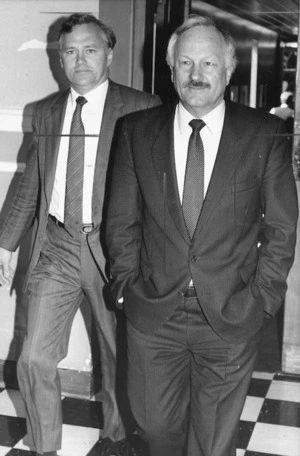 Former Finance Minister Roger Douglas with collegue Richard Prebble - Photograph taken by Ross Giblin
