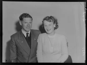 Royal Air Force officer Mr Len Chambers from the 617 Squadron 'The Dambusters', with his wife