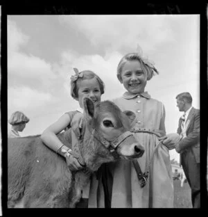 Two girls with a calf, Carterton Show