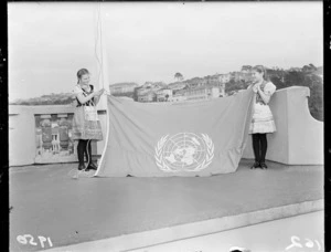 United Nations flag being displayed