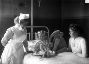 Child with a toy, in a hospital, Dannevirke