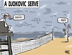 Hawkey, Allan Charles, 1941- :A Djokovic serve. 17 May 2011