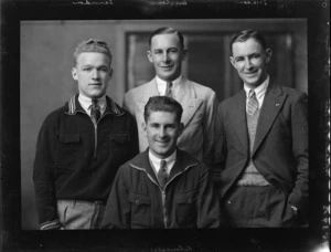 Speedway riders Wally Kilmister, Tom Farndon, Vic Huxley and Jack Jackson