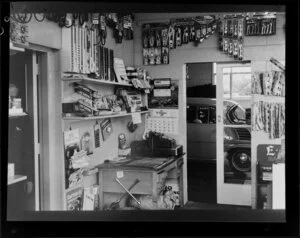 Products on display inside service station