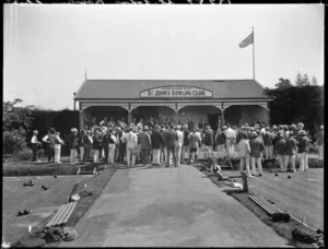 Gathering at St Johns Bowling Club, Wanganui