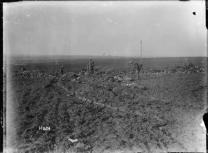 Tracks of a German tank machine gun post, destroyed by a New Zealand tank, near Le Quesnoy, France, during World War I