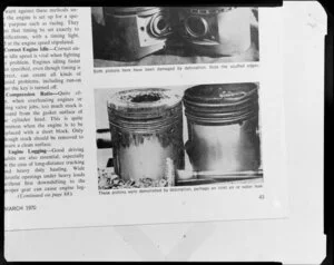 Damaged pistons from periodical