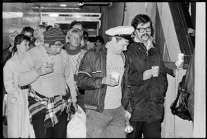 Crew members of Russian cruise ship the Mikhail Lermontov arrive at the Overseas Passenger Terminal, Wellington - Photograph taken by John Nicholson