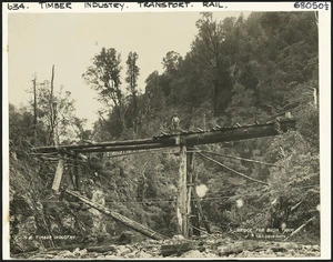 Bridge for a logging tramway, under construction