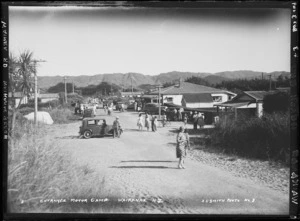 Waimea Road, Waikanae Beach, at the entrance to a motor camp