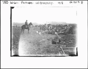 New Zealand 18 pounder battery in action, near Le Quesnoy, France, during World War I