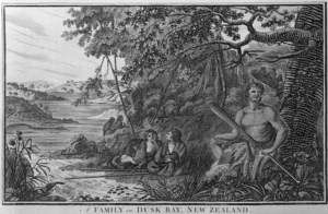 Hodges, William 1744-1797 :A Family in Dusk Bay, New Zealand. Published by Alexr Hogg, May 31, 1791