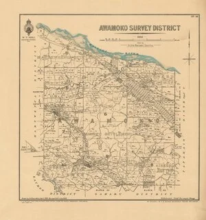 Awamoko Survey District [electronic resource] : in the Waitaki County / drawn by A.H. Saunders, April 1910, revised S.A.P. July 1924.