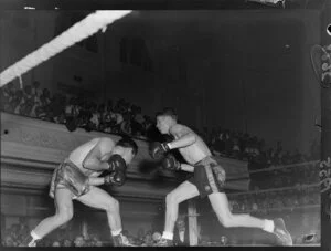 Barry Brown versus Ricardo Marcos, boxing match at Town Hall, Wellington