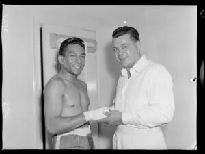 Boxers Johnny Halafihi and Fred Johanson