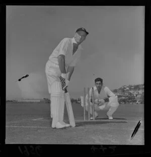 New Zealand Cricket Team batsman and wicket keeper practice before third test against the West Indies, Kilbirnie Park, Wellington