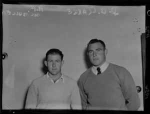 Rugby Union football players, D B Clarke and R F McMullen, North Island trials, Palmerston North