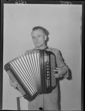 Rudolf Wurthener playing the accordian