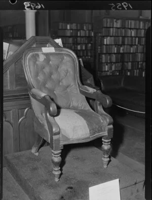 The original Speakers Chair, on display at the General Assembly Library