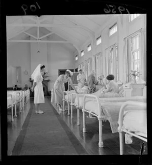 Nurses in the ward of the psychiatric unit of Porirua Hospital, Wellington