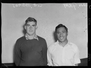 Rugby Union football players, W N Gray and C E Meads, North Island trials, Palmerston North