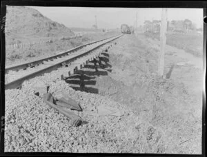 Damage to railway track after a flood