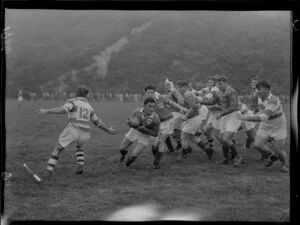 Onslow versus Marist rugby teams playing at Melrose Park, Wellington