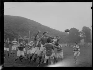 Onslow versus Marist rugby teams playing at Melrose Park, Wellington