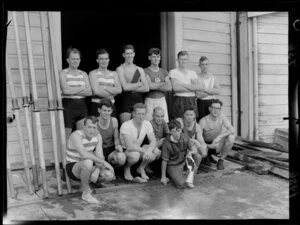 Thirteen unidentified oarsmen who will take part in the Olympic rowing trials in Picton