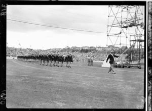 Australian team at the 1950 British Empire Games opening, Eden Park, Auckland
