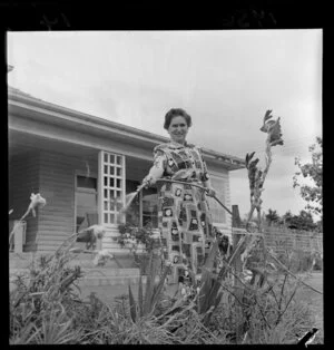 Dame Hilda Ross watering her garden