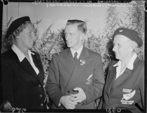 Chaperone Mrs C L Cleal, Organising Secretary, and Swimming Chaperone Mrs A D Bridson, 1950 British Empire Games, Auckland