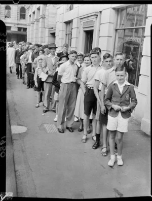 Queue alongside Armstrong and Springham building