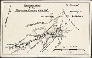 [Creator unknown] :Road and track to the Tongariro Tramping Club Hut [copy of ms map]. [1930s-1940s]