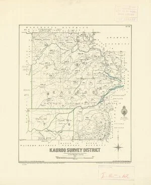 Kauroo Survey District [electronic resource] : in the Waitaki County / drawn by A.J. Morrison, Oct. 1909.