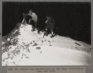 Dr Edward Adrian Wilson and Henry Robertson Bowers reading the Ramp thermometer, during the British Antarctic Expedition of 1911-1913