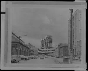 Photographer's impression of proposed new central post office building, Wellington city.