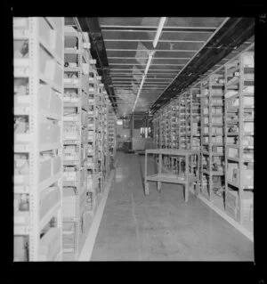 Stores in Royal Electrical and Mechanical Engineers workshop, Waiouru military camp