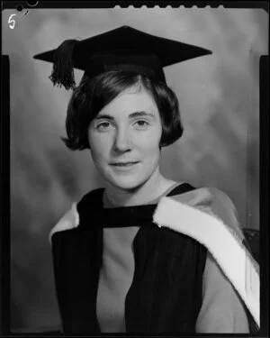 Meyer, woman in academic gown & mortarboard