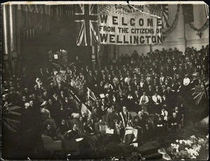 Regal party on stage during the visit to Wellington of Edward, Prince of Wales