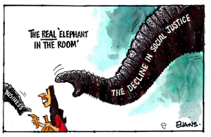 The REAL 'elephant in the room' Business. The decline in social justice.