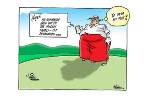 "Tweet - My sympathy goes out to the McCain family - I'm devasted!" 'To miss my putt!'